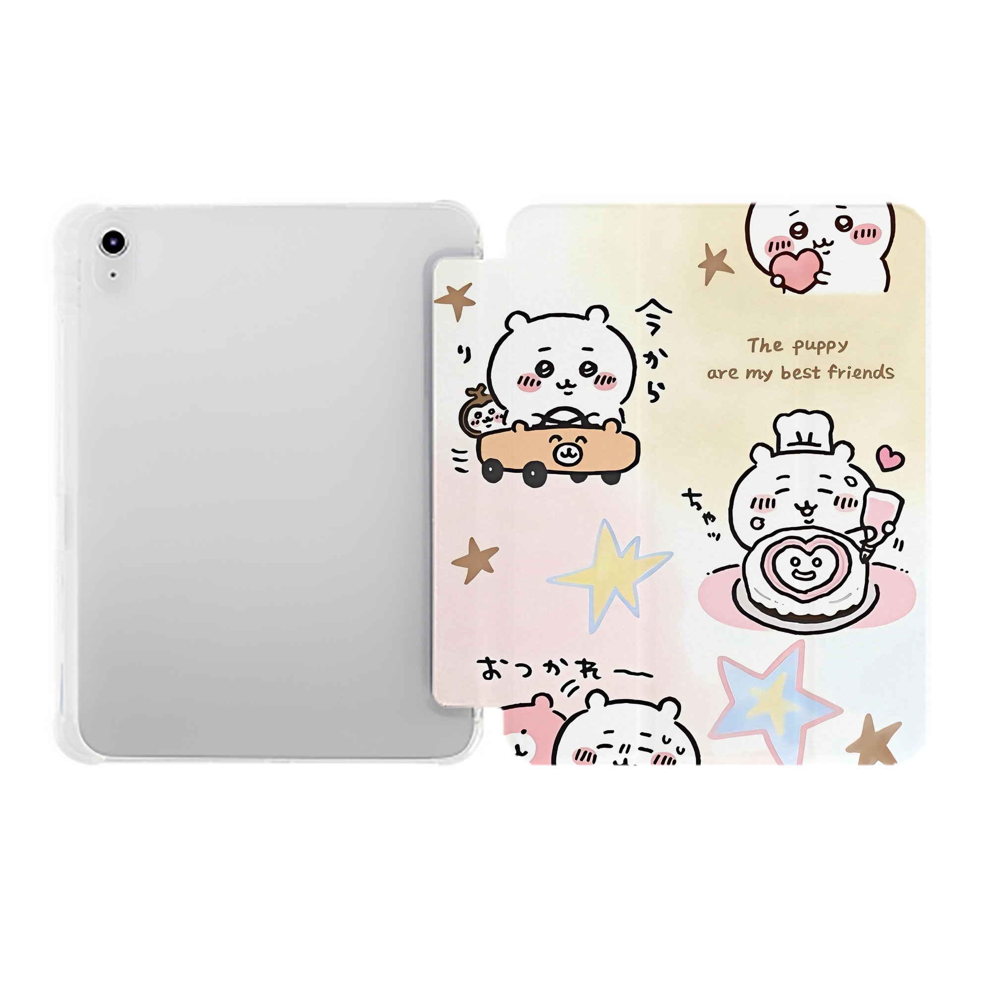 （画像用） ちいかわ Chii-kawa IPad ケース ペン収納付き 三つ折りスタンド PUレザー×シリコン 対応機種9.5/10.5/10.9インチ